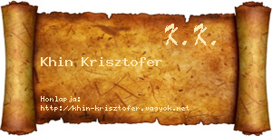 Khin Krisztofer névjegykártya